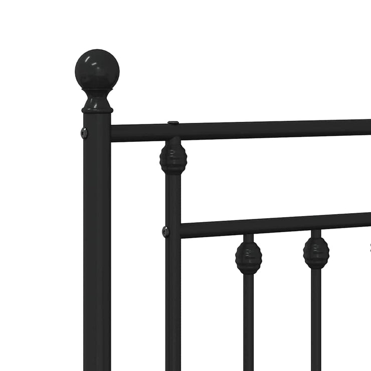 Metal Bed Frame with Headboard Black 135x190 cm Double