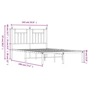 Metal Bed Frame with Headboard Black 135x190 cm Double