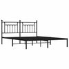Metal Bed Frame without Mattress with Headboard Black 183x213cm
