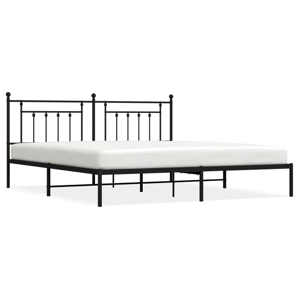 Bed Frame | Black | Powder-Coated Steel | 200x200 cm | Bed Frame
