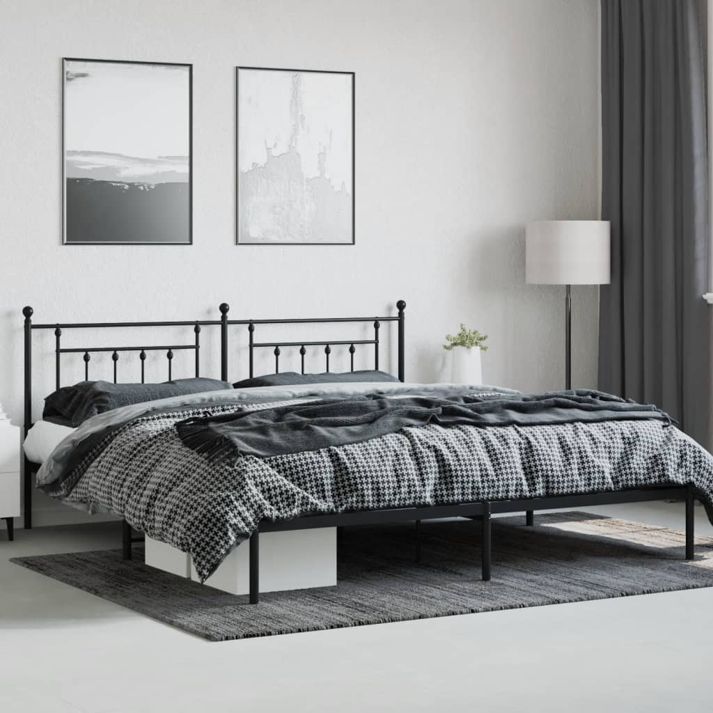 Bed Frame | Black | Powder-Coated Steel | 200x200 cm | Bed Frame