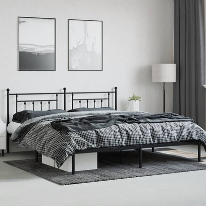 Bed Frame | Black | Powder-Coated Steel | 200x200 cm | Bed Frame