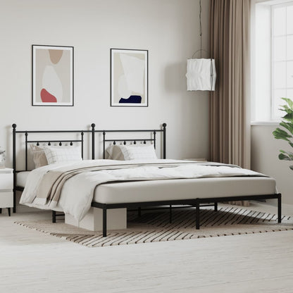 Bed Frame | Black | Powder-Coated Steel | 200x200 cm | Bed Frame