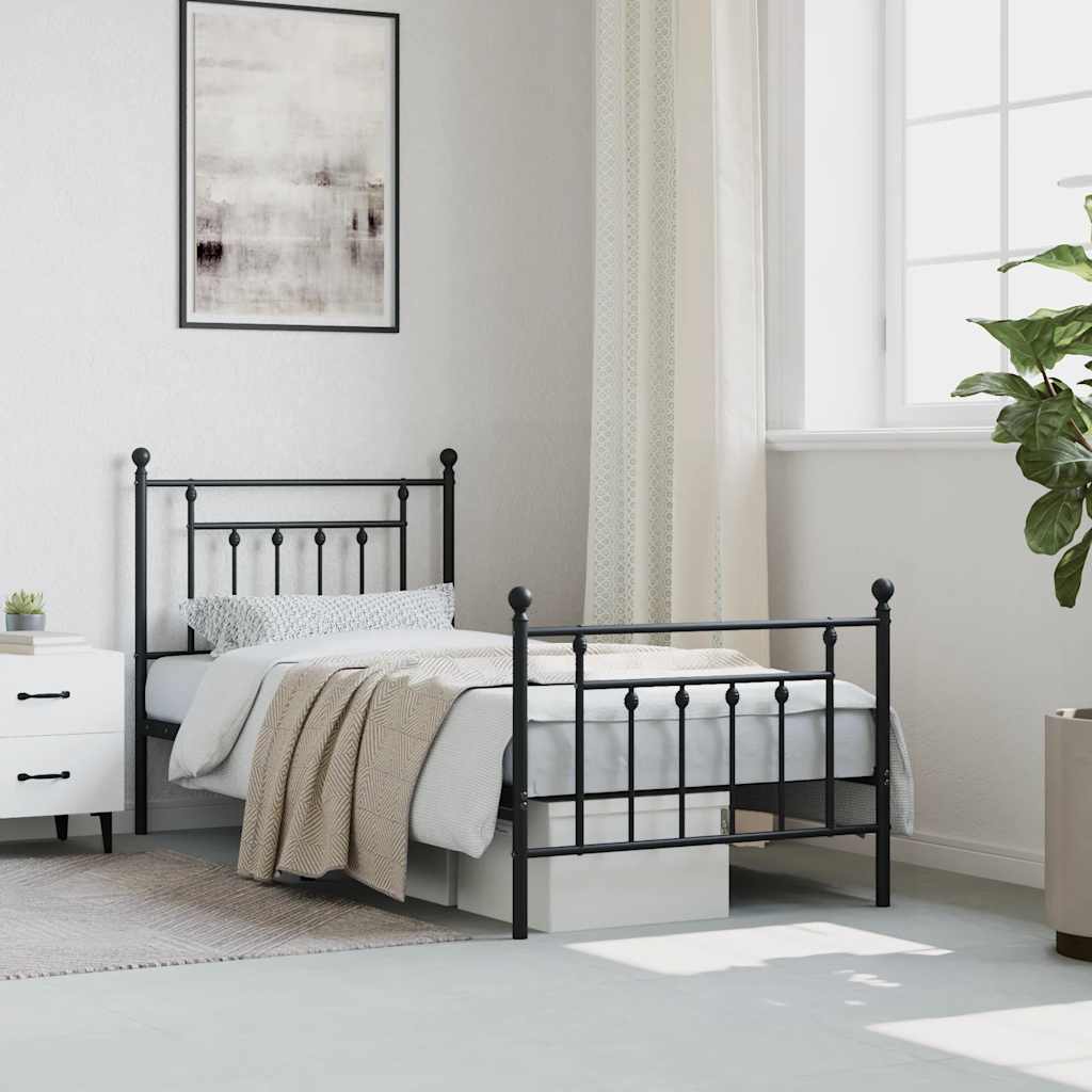 Bed Frame | Black | Powder-Coated Steel | Single | Metal Bed Frame