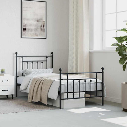 Bed Frame | Black | Powder-Coated Steel | Single | Metal Bed Frame