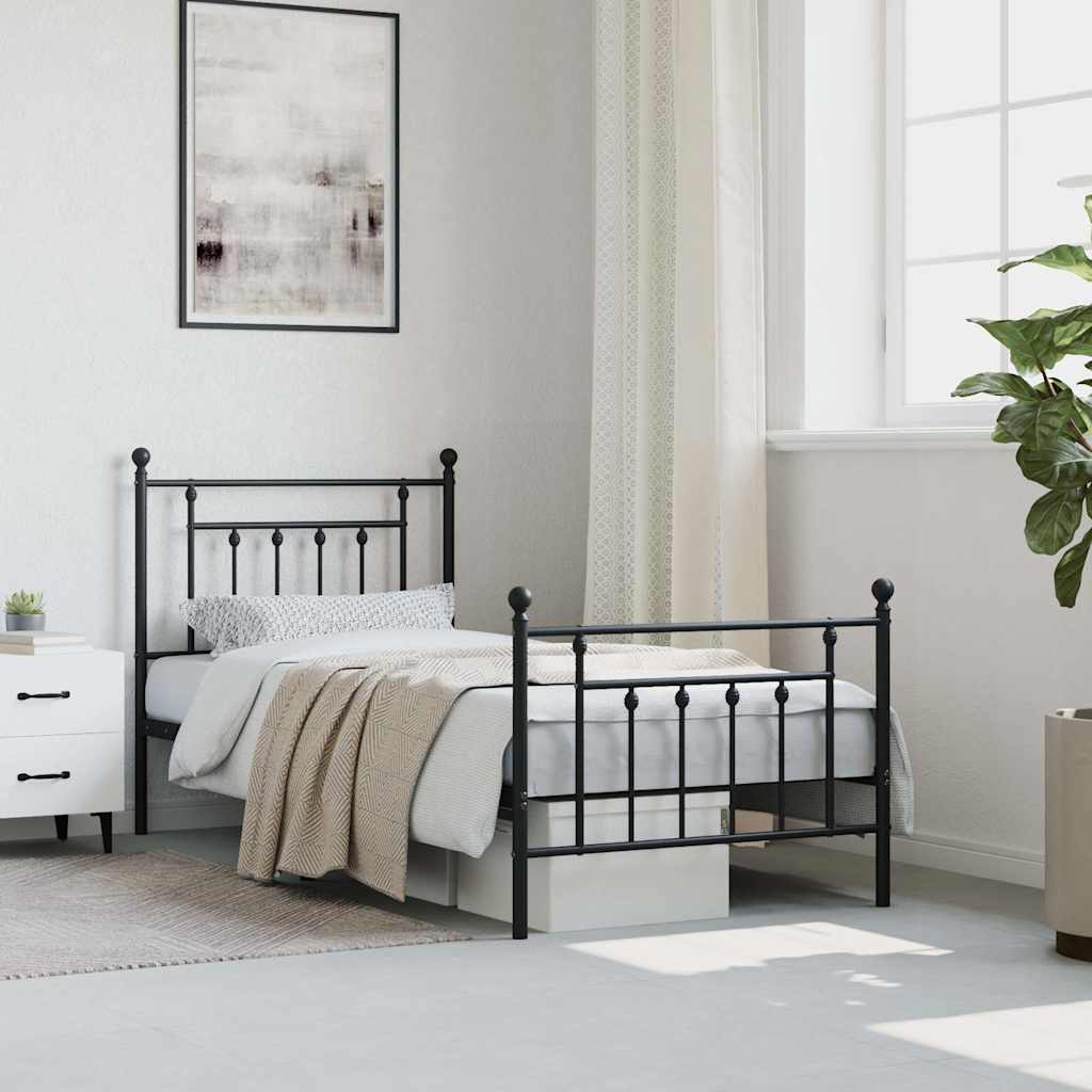 Bed Frame | Black | Steel | Single | Bed Frame | Rectangular | Industrial
