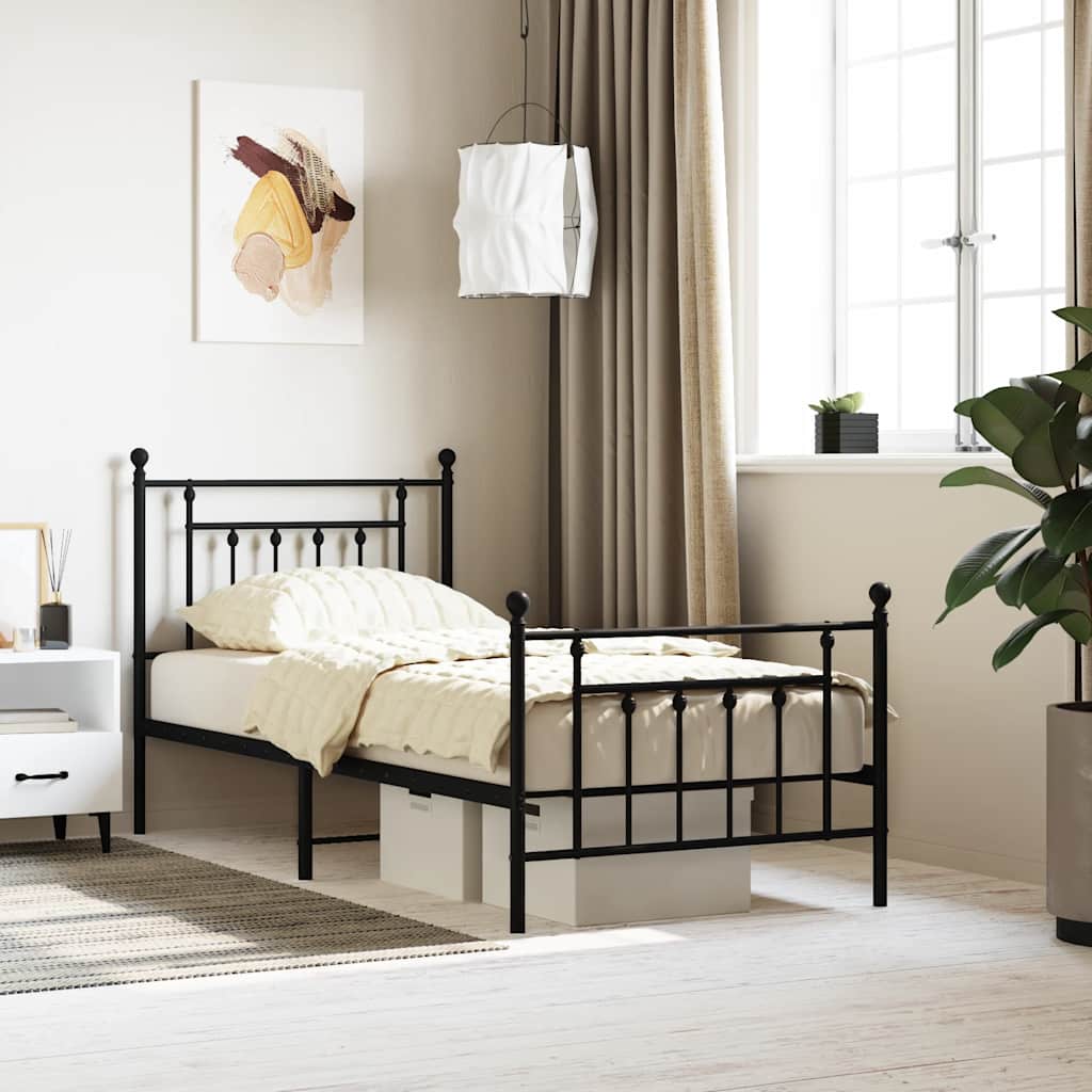 Bed Frame | Black | Steel | Single | Bed Frame | Rectangular | Industrial