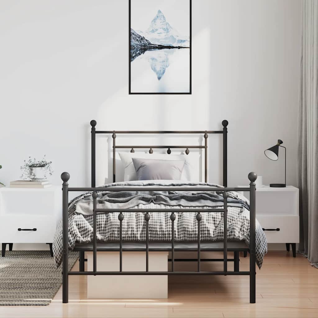 Bed Frame | Black | Powder-coated steel | Single | Industrial | Bed Frame