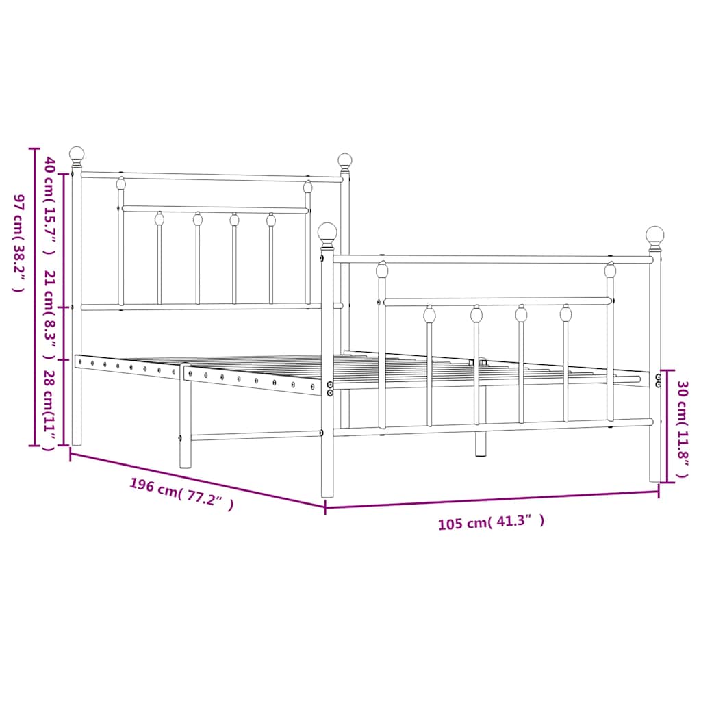 Bed Frame | Black | Powder-coated steel | Single | Industrial | Bed Frame
