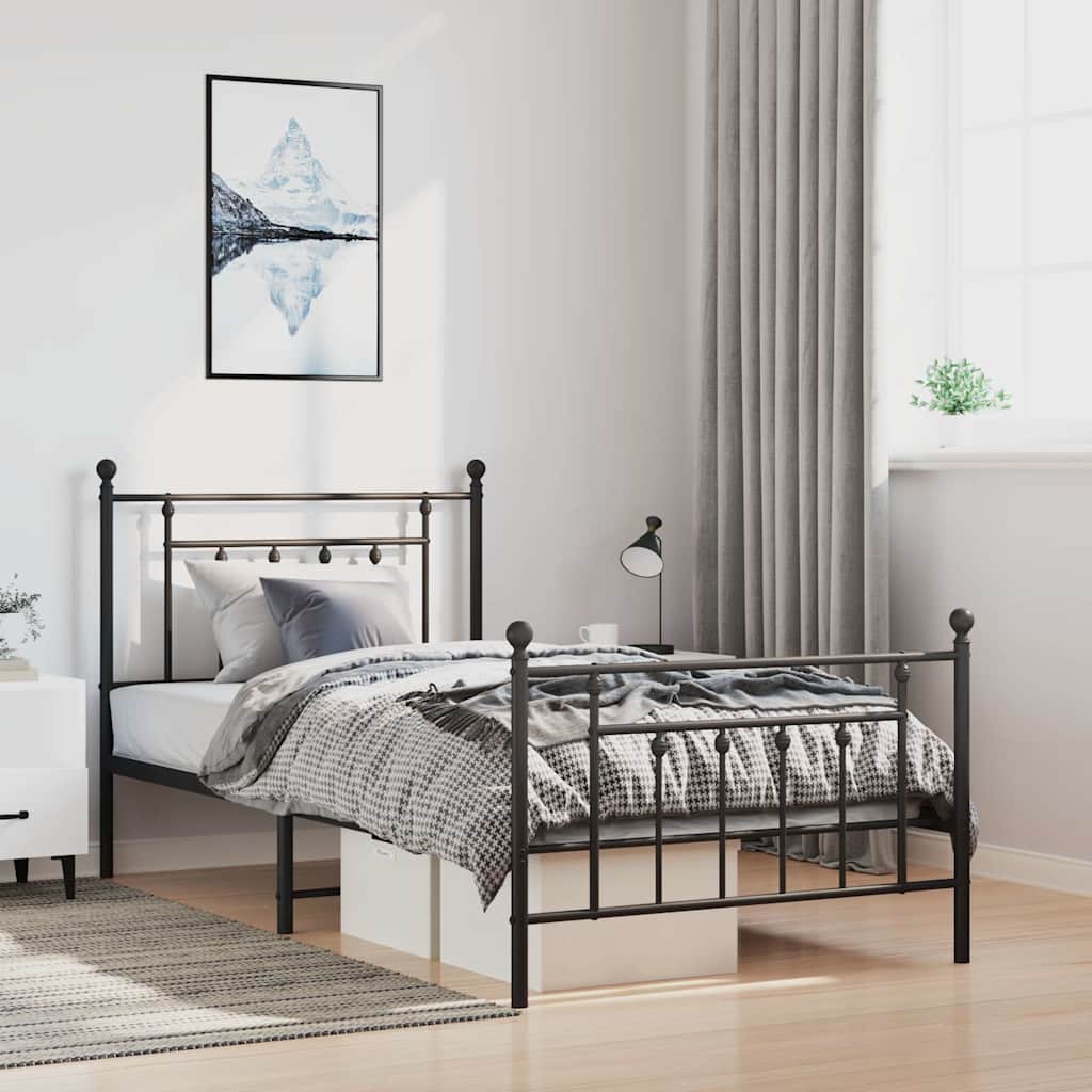 Bed Frame | Black | Steel | Single | Industrial | Bed Frame | Rectangular