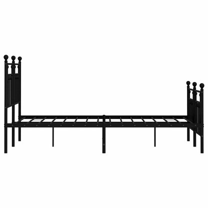 Metal Bed Frame without Mattress with Footboard Black 120x190cm