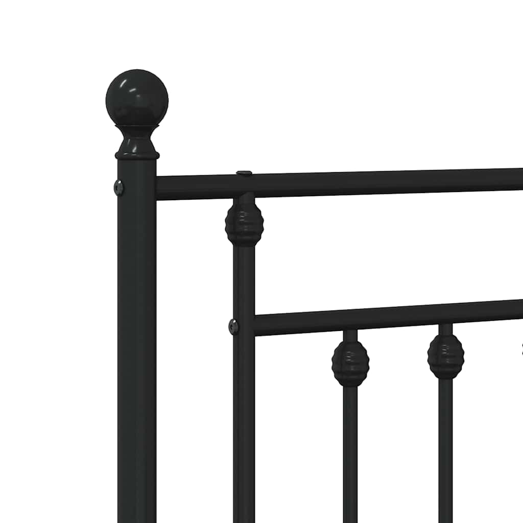 Metal Bed Frame without Mattress with Footboard Black 120x190cm