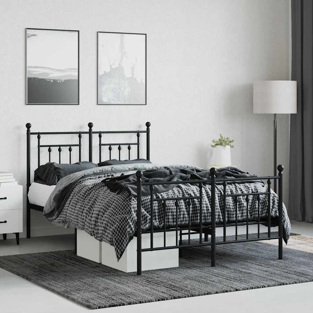 Bed Frame | Black | Powder-Coated Steel | Double | Durable | Bed Frame