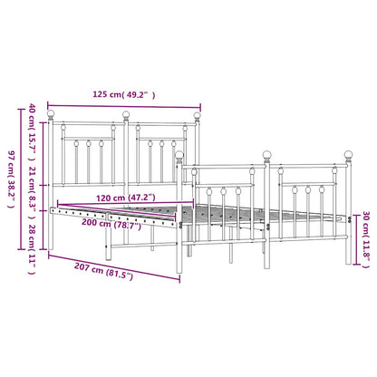 Bed Frame | Black | Powder-Coated Steel | Double | Durable | Bed Frame