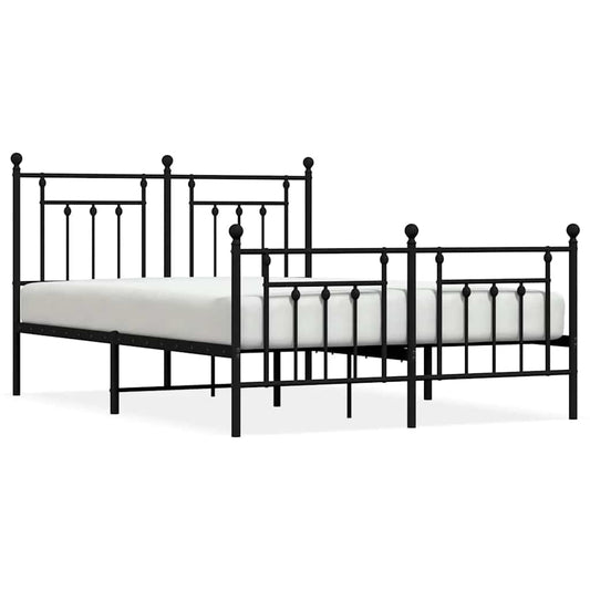 Metal Bed Frame without Mattress with Footboard Black 140x190cm