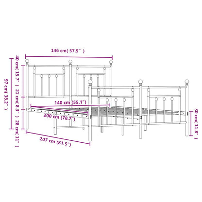 Bed Frame | Black | Steel | Double | Bed Frame | Rectangular | Industrial