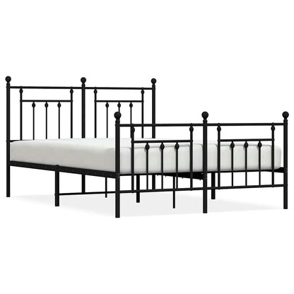 Metal Bed Frame without Mattress with Footboard Black 150x200cm