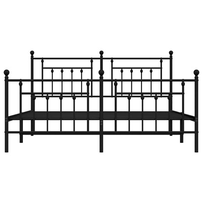 Metal Bed Frame without Mattress with Footboard Black 160x200cm