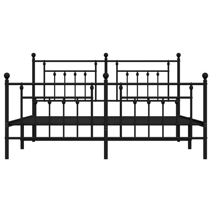 Metal Bed Frame without Mattress with Footboard Black 183x213cm