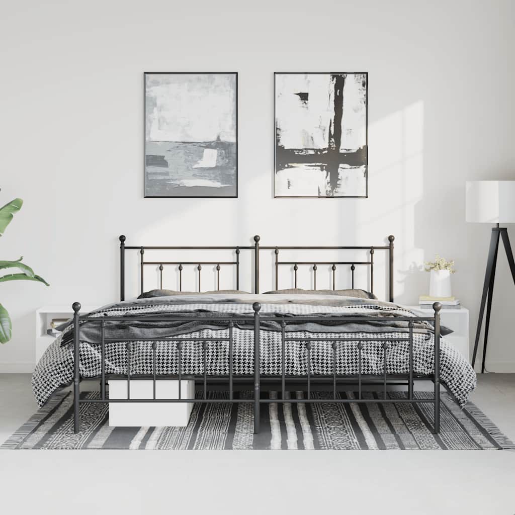 Bed Frame | Black | Steel | Double | Bed Frame | Rectangular | Industrial