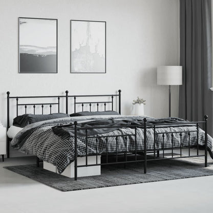 Bed Frame | Black | Powder-Coated Steel | 200x200 cm | Bed Frame