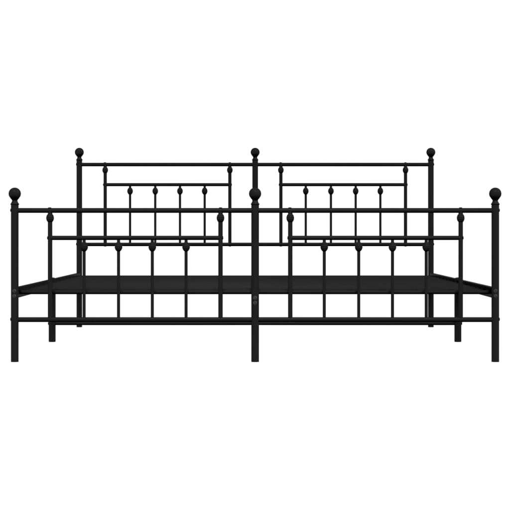 Bed Frame | Black | Powder-Coated Steel | 200x200 cm | Bed Frame