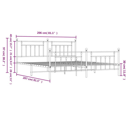 Bed Frame | Black | Powder-Coated Steel | 200x200 cm | Bed Frame