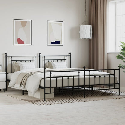 Bed Frame | Black | Powder-Coated Steel | 200x200 cm | Bed Frame