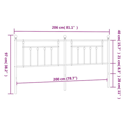 Metal Replace Headboard Black 200 cm
