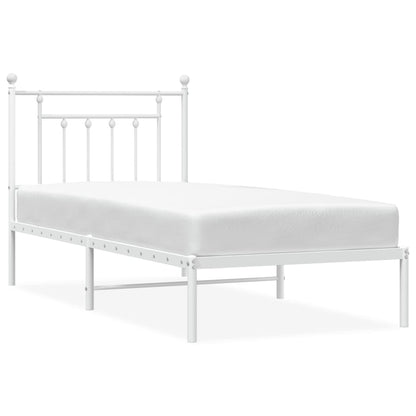 Metal Bed Frame without Mattress with Headboard White 80x200cm