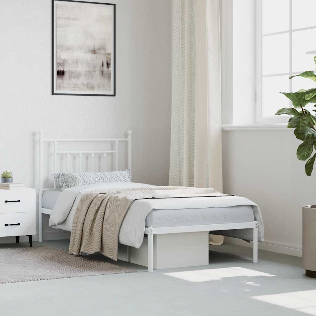 Bed Frame | White | Powder-Coated Steel | Single | Bed Frame