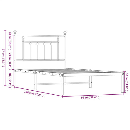 Bed Frame | White | Powder-Coated Steel | Single | Bed Frame