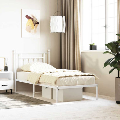 Bed Frame | White | Powder-Coated Steel | Single | Bed Frame