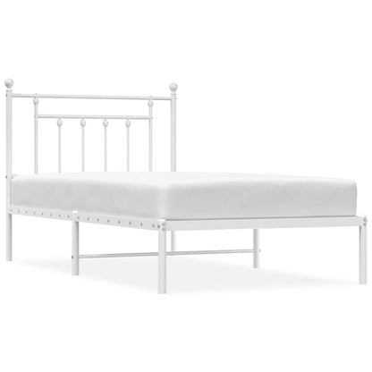 Metal Bed Frame without Mattress with Headboard White 100x190cm