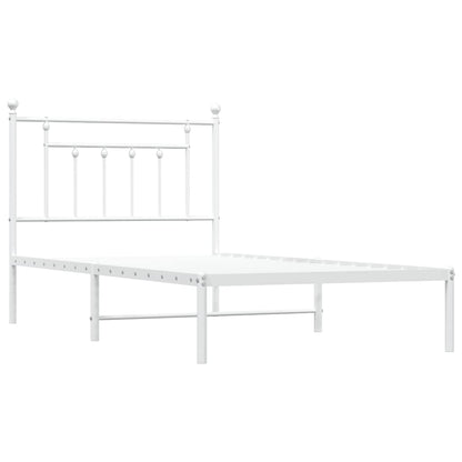 Metal Bed Frame without Mattress with Headboard White 100x190cm