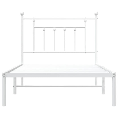 Metal Bed Frame without Mattress with Headboard White 100x190cm