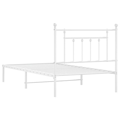 Metal Bed Frame without Mattress with Headboard White 100x190cm