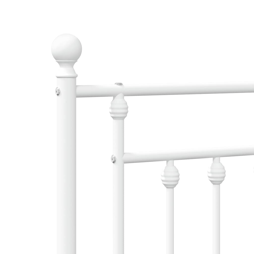 Metal Bed Frame without Mattress with Headboard White 100x190cm
