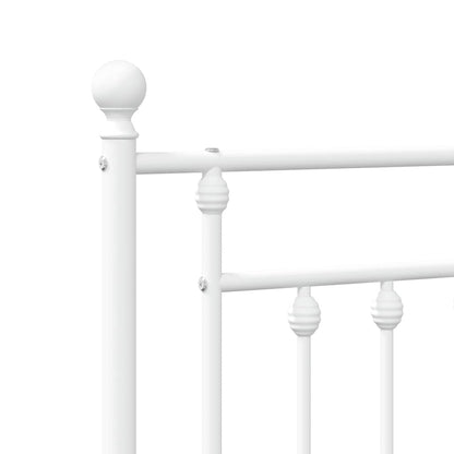 Metal Bed Frame without Mattress with Headboard White 100x190cm