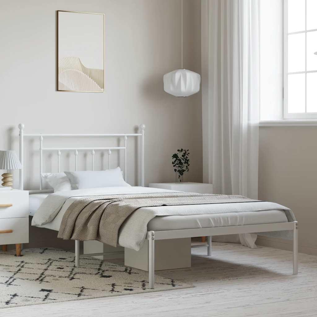 Bed Frame | White | Powder-Coated Steel | Single | Bed Frame