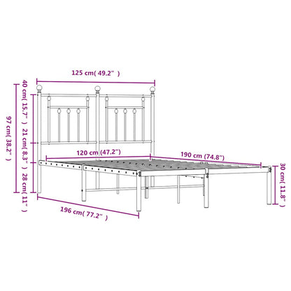Bed Frame | White | Steel | Small Double | Bed Frame | Rectangular