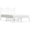 Metal Bed Frame without Mattress with Headboard White 135x190cm