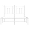 Metal Bed Frame without Mattress with Headboard White 135x190cm