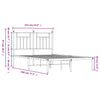 Metal Bed Frame without Mattress with Headboard White 135x190cm