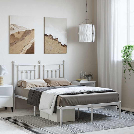 Bed Frame | White | Powder-Coated Steel | Double | Bed Frame