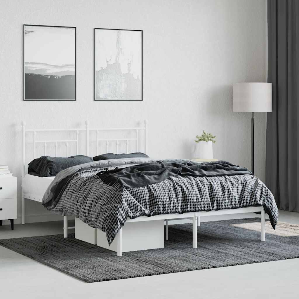 Bed Frame | White | Powder-Coated Steel | Double | Bed Frame