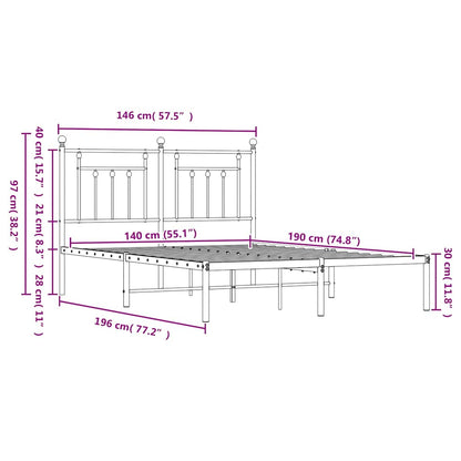 Bed Frame | White | Powder-Coated Steel | Double | Bed Frame