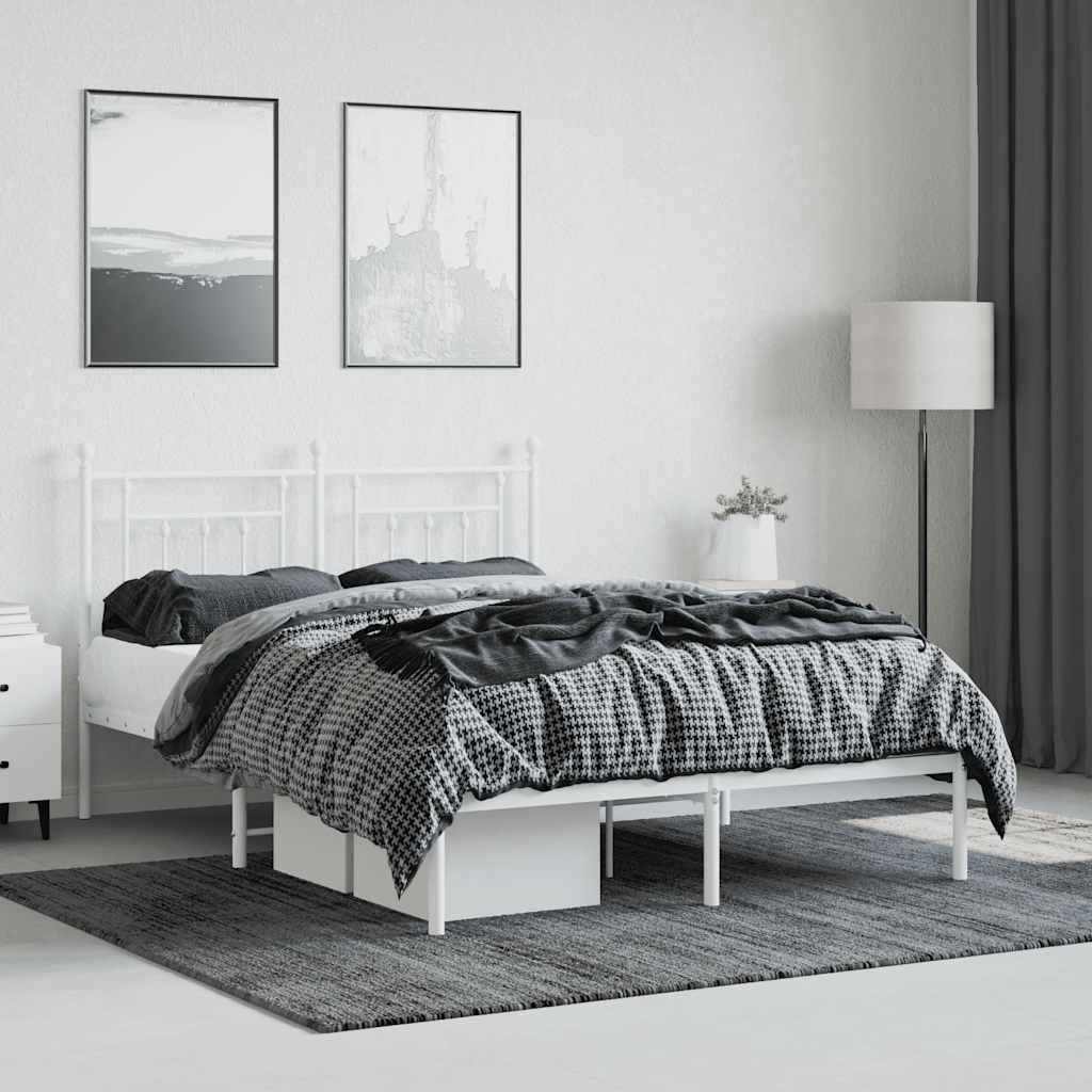 Bed Frame | White | Powder-Coated Steel | Double | Bed Frame