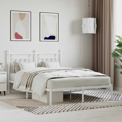 Bed Frame | White | Powder-Coated Steel | Double | Bed Frame