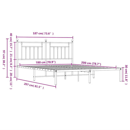Bed Frame | White | Powder-Coated Steel | Super King | Bed Frame
